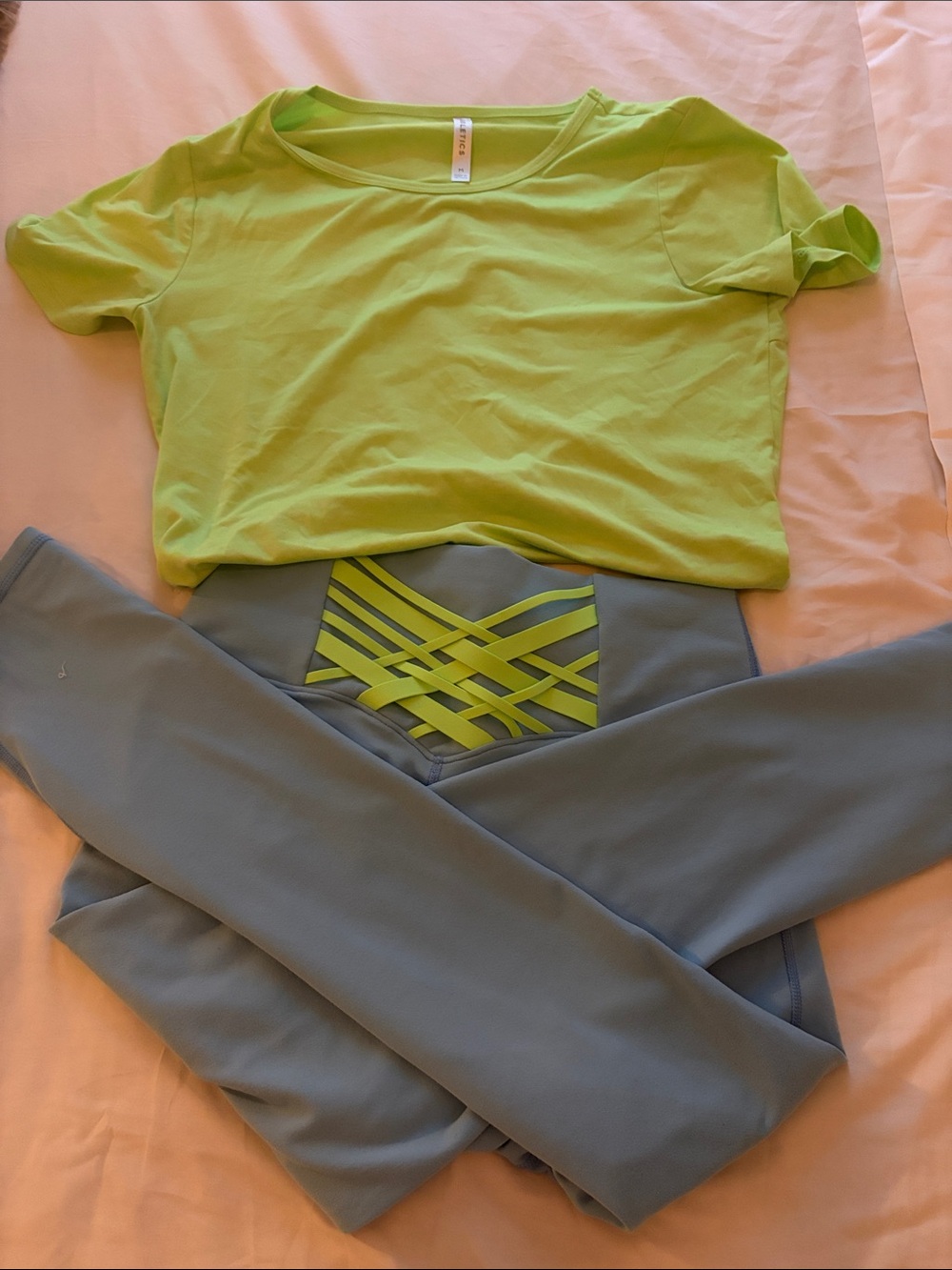Fabletics babyBlue/neon green Active Leggings Set